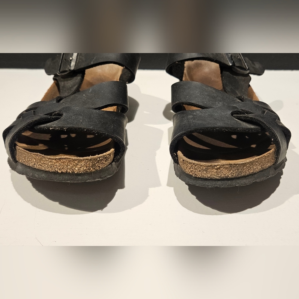 Birkenstock Pisa Sandals Black Leather Adjust Cross Strap Women’s 37 US 6–6.5 - Picture 2 of 16